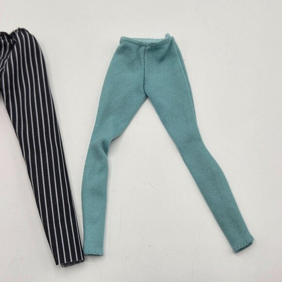 Set Of 3 Vintage Barbie Doll Pants: Yellow Speckled Black & White Striped Teal S - Picture 4 of 8